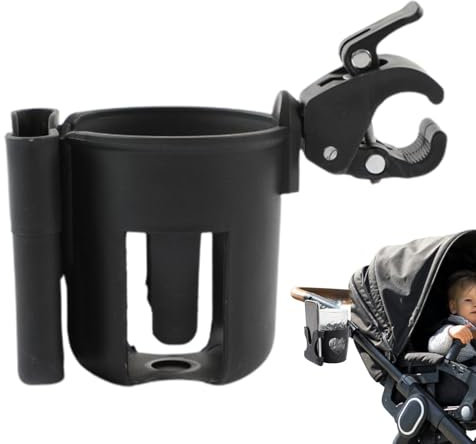Pram Bicycles Pushchair Drink Holder - Rotatable Handlebar Cup & Bottle Storage Clip