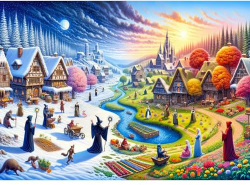 HUADADA Jigsaw Puzzles for Adults 1000,Puzzles for Adults, Family Puzzle Game Birthday Gifts.Challenge High Difficulty-Winter And Autumn