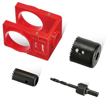 BECOWIN 1-3/8 - 1-3/4 Door Lock Installation Kit with Large Chip-Clearance Slots, Door Lock Hole Saw for Deadbolts and Locksets for Wooden Doors with Guide Template