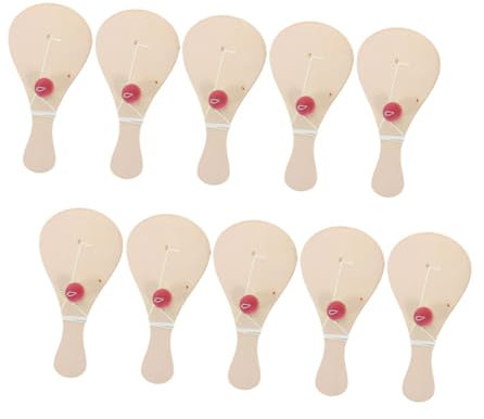 BESTonZON 10 Piezas Manualidades infantiles con raqueta. los niños reman de padel de madera juego de paleta bloc de dibujo para niños pequeños juguetes de pepinillo Beige