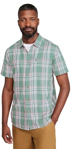 Mountain Warehouse Holiday Mens Cotton Shirt - Easy Care Shirt, Lightweight Casual Shirt, Mesh Lining Top - for Travelling, Camping & Hiking Bright Green M