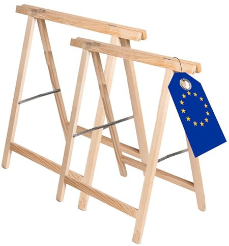 MODO24 Holzbock Klappbock Arbeitsbock Tapezierbock Sägebock Montagebock Unterstellbock SDKM, 2er-SET, 73x73x44 cm, Natur unbehandelt