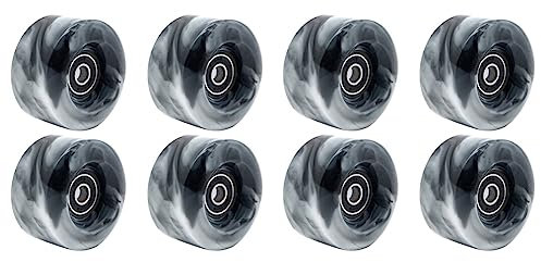 MILUZD Rollschuh-Rollen mit Kugellagern für zweireihiges Skaten und Skateboard, 32 mm x 58 mm, 82 A, Schwarz, 8 Stück