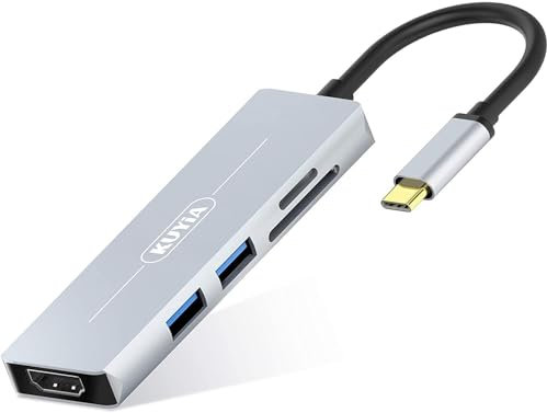 USB C Hub, 5 in 1 Typ C Adapter mit 4K HDMI Ausgang, 2 USB 3.0 Ports, SD und TF Kartenleser, Thunderbolt 3 Hub Adapter Kompatibel mit MacBook Pro/Air iPad Chromebook XPS Samsung Laptop