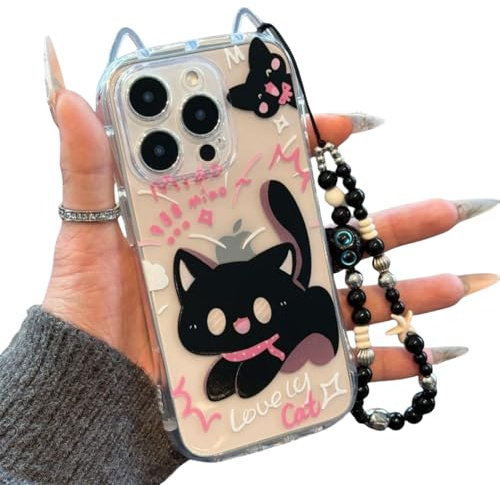 Generisch Cat Ear Phone Case, Cute Cat Ear Transparent Phone Case for iPhone 16 15 14 13 Pro Max Full Cover (for iPhone16)