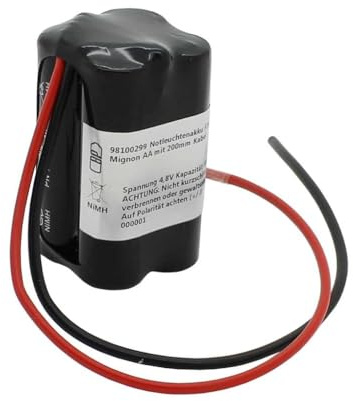 Notleuchtenakku NiMH 4,8V 2000mAh F2x2 Mignon AA mit 200mm Kabel ersetzt RPower NIMHHT4820Q