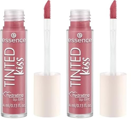 essence TINTED kiss hydrating lip tint, Lippenstift, Nr. 02, Violett, feuchtigkeitsspendend, langanhaltend, Expressergebnis, natürlich, vegan, ohne Parfüm, ölfrei, ohne Alkohol, 2er Pack (4ml)