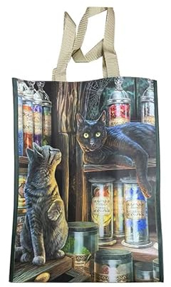 Puckator Lisa Parker Magical Emporium Cat Reusable Shopping Bag - Canvas Tote Bag - Cotton Tote Bags - Eco Gifts for Women and Men - Cloth Shopping Bag - Fabric Bag Foldable Bags for Shopping Handbag