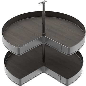 Emuca - Juego de bandejas giratorias Harmony 3/4, Módulo ancho 800mm, Altura regulable, Acero y Madera, Gris antracita