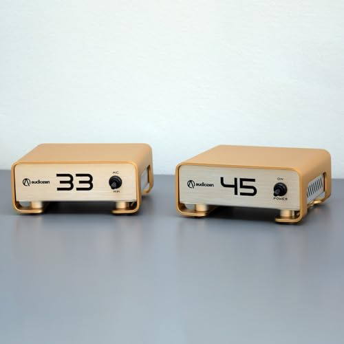 Audiozen 33/45, Preamplificatore Phono MC/MM, Stato Solido con FET, Alta Impedenza d'Ingresso, Design in Alluminio