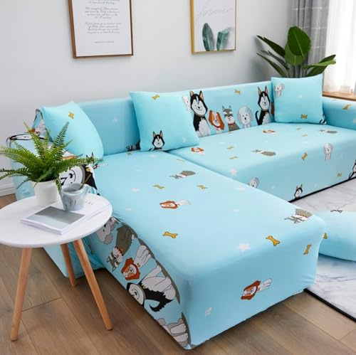Sofa Überzug 2 Sitzer Schwarzer Hund Sofabezug Wohnzimmer Protector Stretch,Kratzfester rutschfest Sofahusse,Abnehmbare Waschbar,Strapazierfähig Und Pflegeleicht