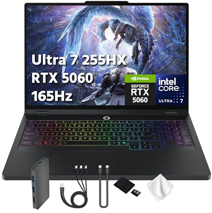 Lenovo Legion Pro 5i Ordinateur portable de jeu WQXGA OLED 165 Hz alimenté par l'IA, Intel 20-Core Ultra 7 255HX, GeForce RTX 5060 GDDR7, 64 Go DDR5, 4 To SSD, clavier rétroéclairé RVB, Win 11 Pro