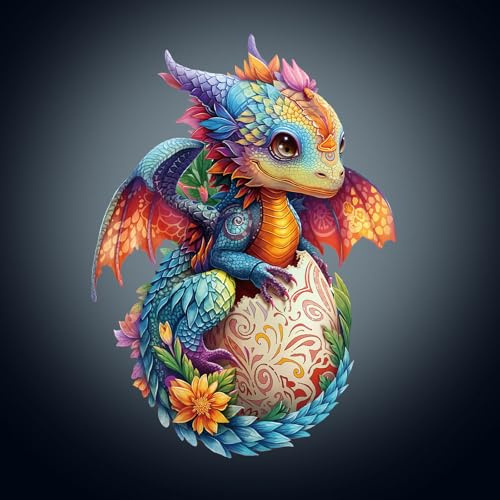 Holzpuzzle Erwachsene, 165 Teile Bunter Drache Holz Puzzle Erwachsen, Unregelmäßige Einzigartige Holzpuzzle Tierform, Weihnachts Geschenke für Familie Freunde (34 * 24.4cm)