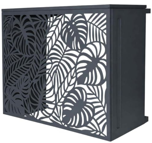 TERRE JARDIN Cache Climatiseur Exterieur 105x90x66,5 - Pompe a Chaleur Extérieur Métal - Kit Fixation Inclus - Cache Clim, Anti Intempéries - Discrétion, Protection, Réduction Bruit - Anthracite