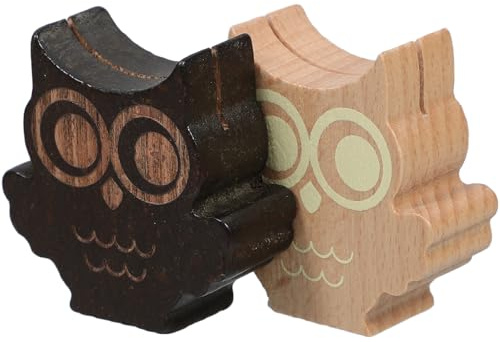 ABOOFAN Minimalistischer Fotohalter Holz mit Eulen Design Leichter Tischkartenhalter für Formelle Anlässe und Restaurant Zubehör 2 Stück Charmante Bilderhalter Zufällige Farbe