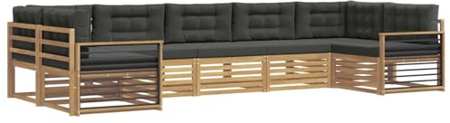 vidaXL Outdoor-Sofagarnitur mit Kissen 7 pcs Weiß und Anthrazit, Gartensofa, Moderne Außenmöbel, Bequeme Sitze, Lounge am Pool, funktionale Design für die Terrasse