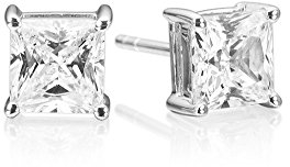 SIF Jakobs Damen-Ohrstecker 925 Sterlingsilber SJ-E7mmSq-CZ