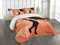 ABAKUHAUS Basketball Tagesdecke Set, Basketball Dunk Athlet, Set mit Kissenbezug Romantischer Stil, für Einzelbetten 170 x 220 cm, Blass orange schwarz