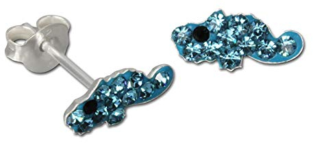 Teenie-Weenie Ohrstecker Kinder 925 Silber türkis Chamäleon Ohrringe D3SDO8000T Silber Ohrschmuck für Kinder