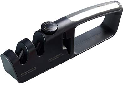 MasterClass 3-in-1 Adjustable Kitchen Knife Sharpener with Scissor Blade Sharpener, In Gift Box, Black, 25 x 4 x 8 cm