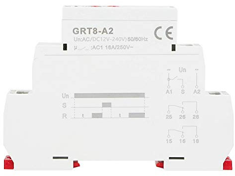 Relé temporizador automático GRT8-A2, 230V AC/DC 12V-240V Relé de tiempo de carril Din de una sola función (AC/DC12V-240V)
