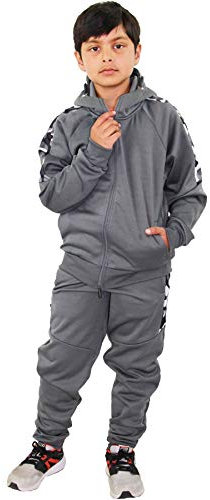 A2Z 4 Kids Girls Boys Tracksuit Zipped Hooded Sweatshirt Top Bottoms - T.S 310 Steel Grey 9-10