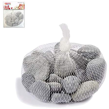 CREATIV DISCOUNT Deko Steine im Netz, 500g, grau