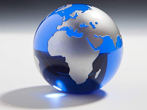 Henecka Weltkugel aus Kristallglas | Farbe: blau Ø 8 cm (mit Stellfläche)