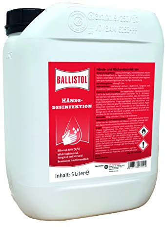 BALLISTOL 29112 Hände-Desinfektion 5L Kanister – Gegen Viren, Pilze, Bakterien - 80% Ethanol – Hautfreundlich