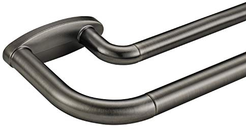 Doppelte Gardinenstangen, matt, gebürstet, grau, Raumverdunkelung, Gardinenstange, 71,1-121,9 cm, verstellbar 1,9 cm vorne und 1,6 cm hinten, hochwertige Metall-Fenstervorhangstange, Wickeldesign