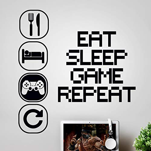 Adesivo da parete arte giochi ragazzi camera da letto adesivi mangiare dormire gioco ripetere camera accessori ragazzo arredamento gamer decalcomania poster bambino decalcomanie camera da letto