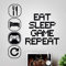 Adesivo da parete arte giochi ragazzi camera da letto adesivi mangiare dormire gioco ripetere camera accessori ragazzo arredamento gamer decalcomania poster bambino decalcomanie camera da letto
