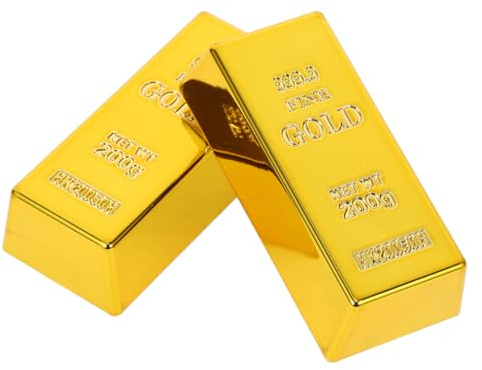 TOYANDONA 2 Stück künstliche Goldbarren-Nachbildung, Goldbarren-Dekoration, realistische Goldbarren-Requisite, Filmrequisite, Geschenk