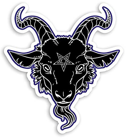 Vinyl-Aufkleber, Satanischer Ziegenkopf, 10 cm, Violett, 2 Stück #70049