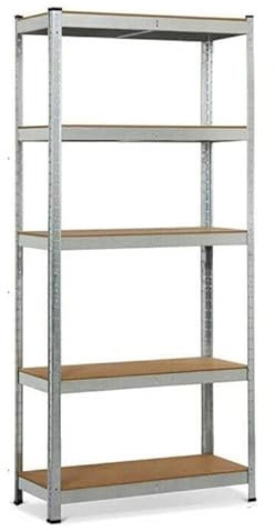 Étagère de garage - Pour charges lourdes - 170 x 75 x 30 cm - 5 tablettes - Capacité de charge : 875 kg - En métal - Pour garage, entrepôt, atelier, garde-manger - Argenté