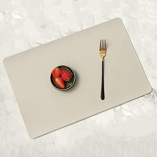Set di 2 Tovagliette Sottopiatto Quadrato, Tovaglietta 45x30CM Pelle Quadrato Tovagliette per Pranzo Beige Grigio