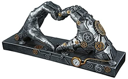 Brillibrum Design Dekofirgur Herzhände Steampunk Mechanical Skulptur Zahnrad Dekoration Industrial Steam Punk Kunst Figur Love Hand (Hände/Variante 8)