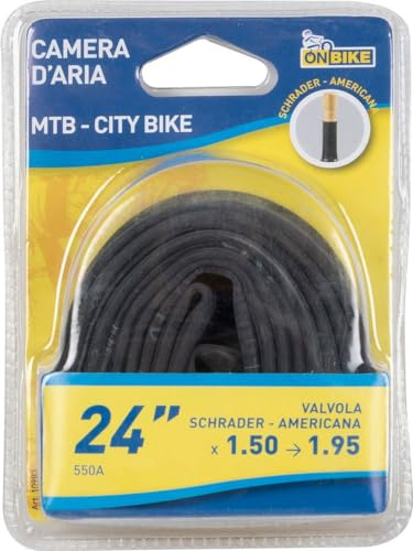 On Bike 24 X 1,50—1,95 Innenschlauch Für MTB Und Citybike — Schwarzes American Schrader-Ventil, Hohe Festigkeit Und Abdichtung, Kompatibel Mit Erwachsenen-Fahrrädern, Einfache Montage