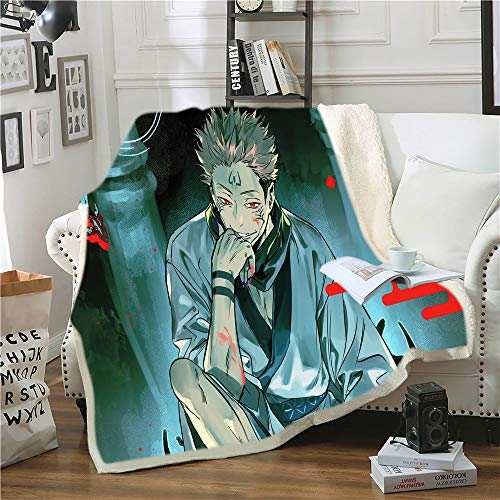 Jujutsu Kaisen Ryomen Sukuna Anime Flanell 3D Digital gedruckte Decke Bettwäsche Fit Office Home