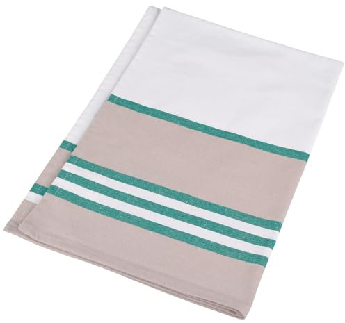DECOHO – Paño de cocina a rayas verdes – 100% algodón, 50 x 70 cm, estilo tradicional, hebilla de suspensión – Ropa absorbente y duradera para cocina auténtica