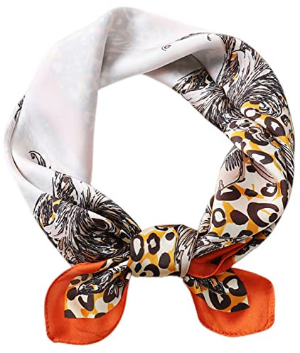 FAIRYGATE Schal Leopardenmuster Damen Seidentuch Damen Seide Leicht Seidenschal Bandana Halstuch Kopftuch Elegante Schal Tuch Geschenk für Frauen 26007