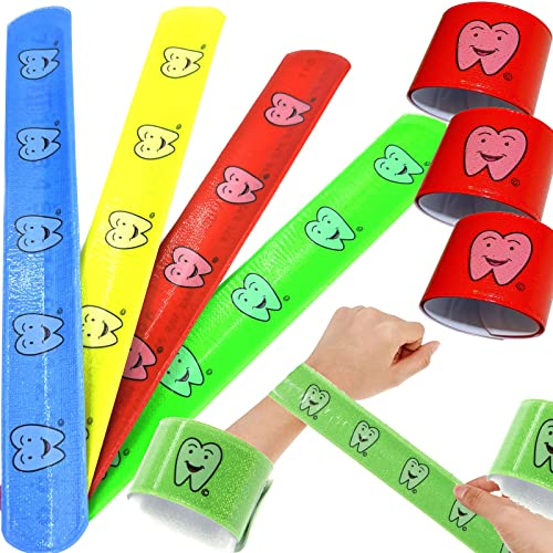 Carpeta 12x Klatscharmband * LUSTIGE ZÄHNE * | Schnapparmband Zahnfee | Zahn Wristband Armband Mitgebsel Kindergeburtstag