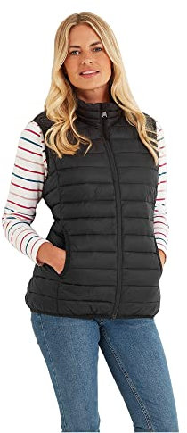 TOG24 Gibson Women's Lightweight Quilted Gilet Padded Puffer Vests Windproof Body Warmer Ladies Sleeveless Jacket Outerwear for Hiking Running Cycling Black UK12