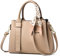 NICOLE & DORIS Damen Handtasche Modern Schultertaschen PU Leder Henkeltasche Elegante Frauen Umhängetasche Satchel Handtasche Shopper Tote Bag mit Seidentuch Khaki