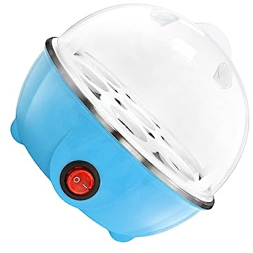 lmoikesz 7-Eggs Boiler Multifunction Electric Egg Cooker Portable Automatic Mini Steamer Auto-Off Cooking Tools Kitchen Utensil for (Blue, Single Layer)