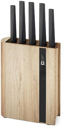 Richardson Sheffield EDGE Messerblock 5-teilig, stilvolles Design mit natürlichem Holz, scharfe Chrom-Vanadium-Stahl Klingen, ideal für moderne Küchen