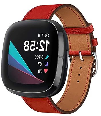 ZUREGO Cuir Bracelets de Remplacement pour Fitbit Versa 3/Versa 4/Sense/Sense 2, Bracelet de Cuir Véritable Remplacement Compatible avec Fitbit Versa 3/Versa 4/Sense/Sense 2 pour Homme Femme (2)