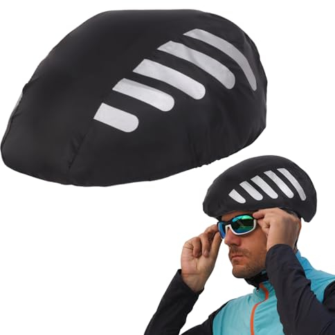 Lollanda Fahrradhelm Regenschutz Reflektierend, Helmüberzug Fahrradhelm Wasserdichter, Universal Fahrradhelm Regenüberzug, Regenhülle Fahrradhelm, Regenschutz Fahrradhelm für Alle Helme (Schwarz)