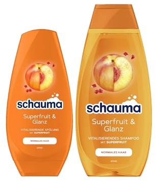 Schauma Schwarzkopf Shampoo Superfruit & Glanz (1x 400 ml) stärkt normales Haar, Glanz-Shampoo mit Superfruit-Extrakt & Spülung (1x 250 ml) vitalisierende Haarspülung