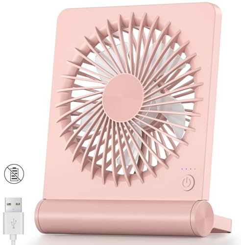 Koonie Ventilador USB, ventilador de escritorio pequeño, ultra silencioso, inclinación de 220°, plegable, 3 velocidades, ajustable, USB-C con cable, ventilador personal para el hogar, oficina,
